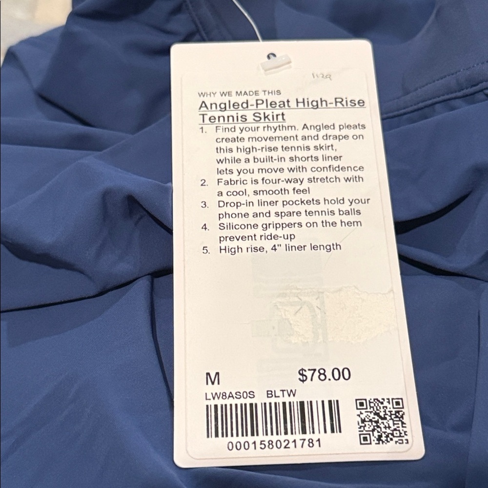 Lululemon Angled-Pleat High-Rise Tennis Skirt size Medium blue twill - Picture 8 of 8